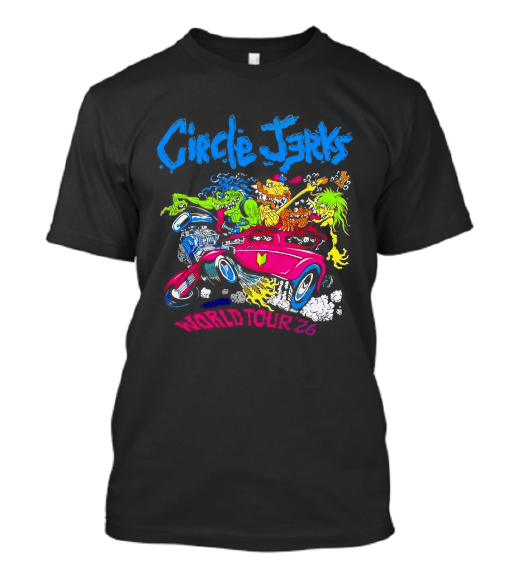 Circle Jerks World Tour 2026 Hot Rod Cartoon T-Shirt