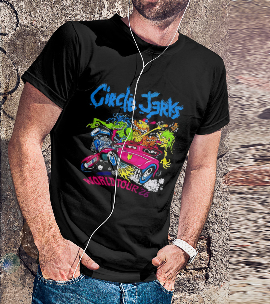 Circle Jerks World Tour 2026 Hot Rod Cartoon T-Shirt