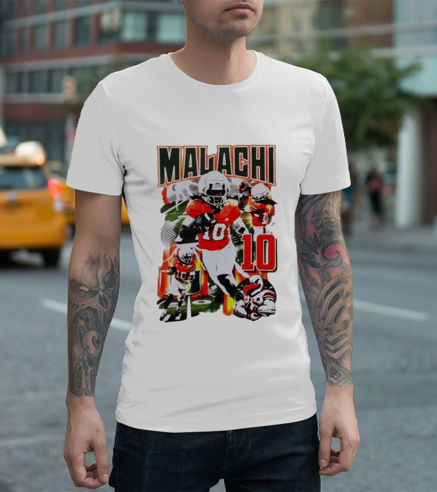 Malachi 10 Miami Hurricanes Football Player Action Collage T-Shirt