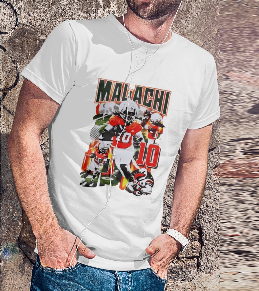 Malachi 10 Miami Hurricanes Football Player Action Collage T-Shirt