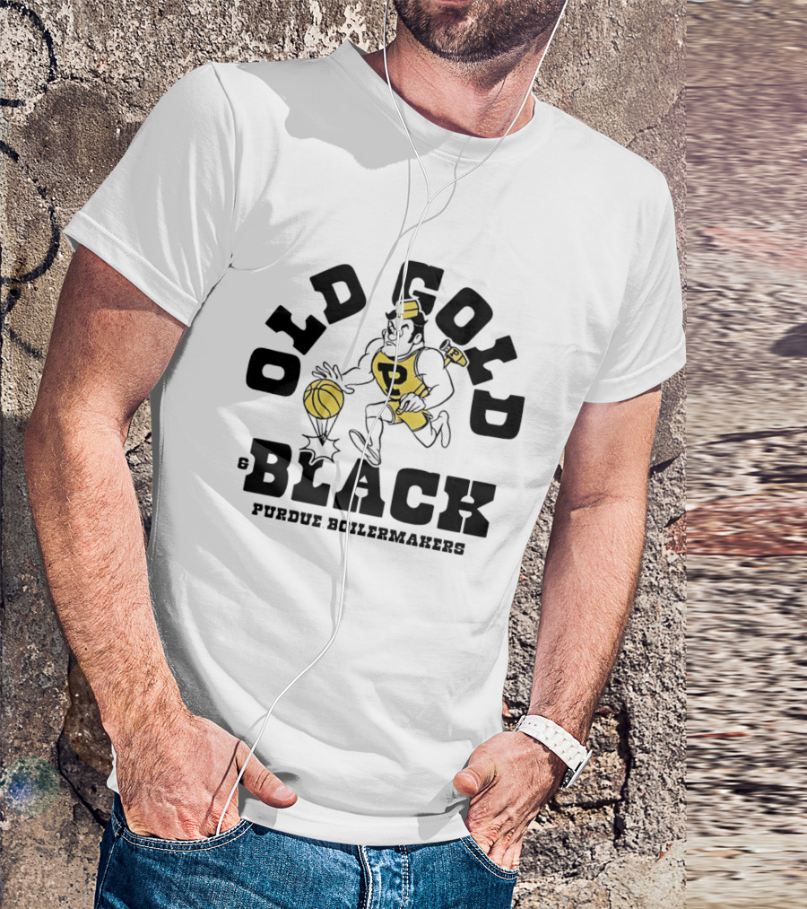 Purdue Boilermakers Old Gold Black Basketball Player T-Shirt