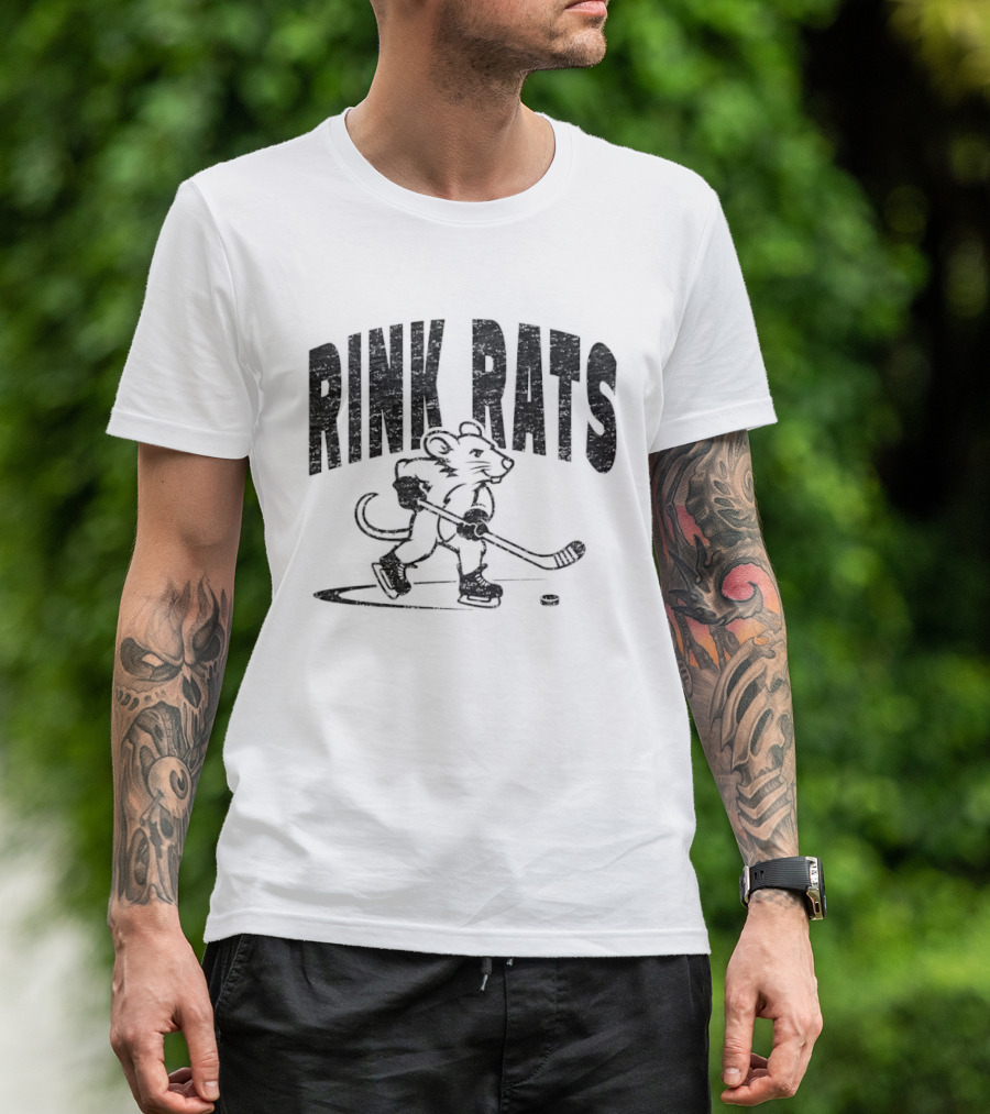 Rink Rats Hockey Stick Skating Mouse T-Shirt
