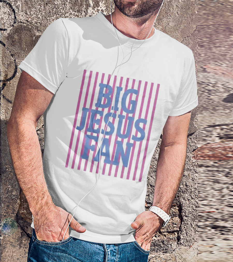 Big Jesus Fan Striped Preppy Christian T-Shirt