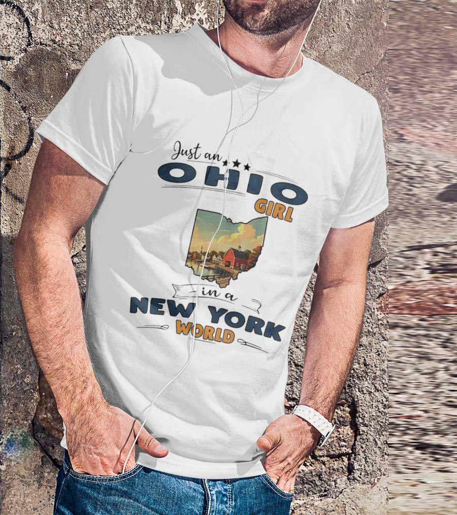 Just An Ohio Girl In A New York World Ohio Map T-Shirt