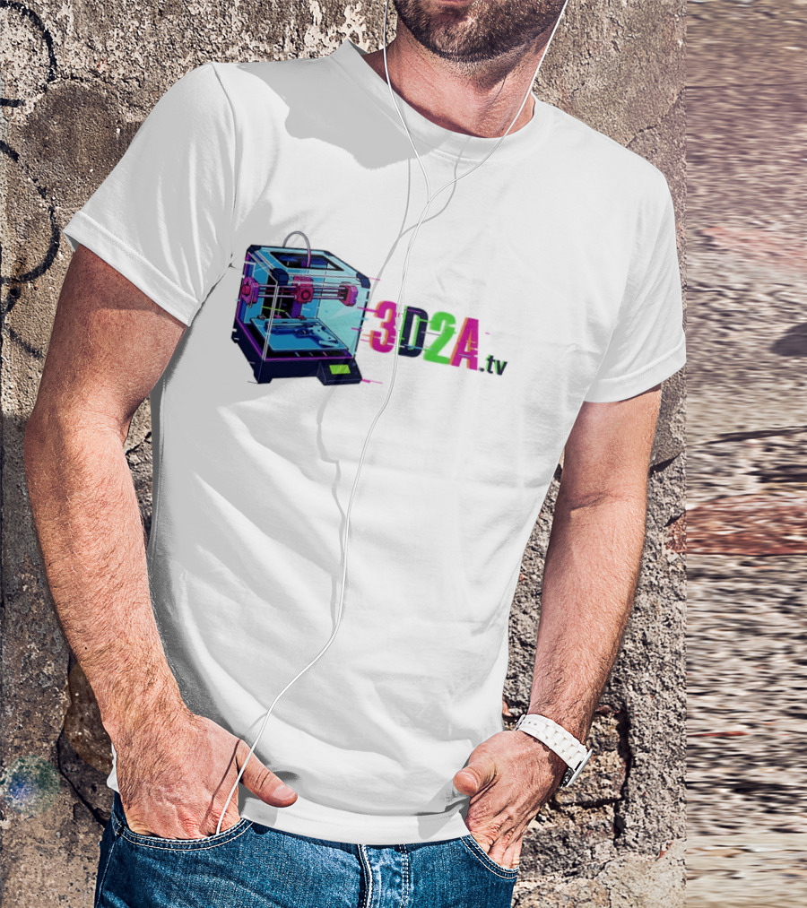 3DZA TV 3D Printer Neon Glitch Aesthetic T-Shirt