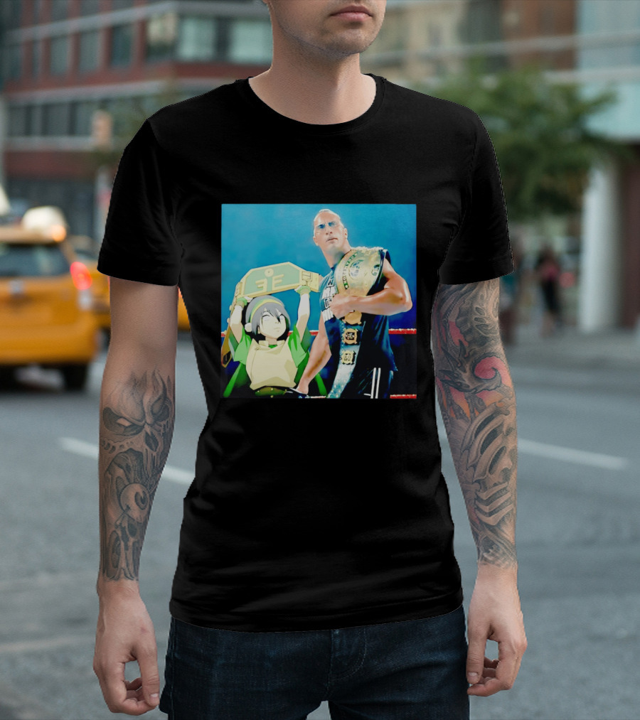 Dwayne The Rock Johnson Meets The Boulder Avatar Crossover Scene T-Shirt