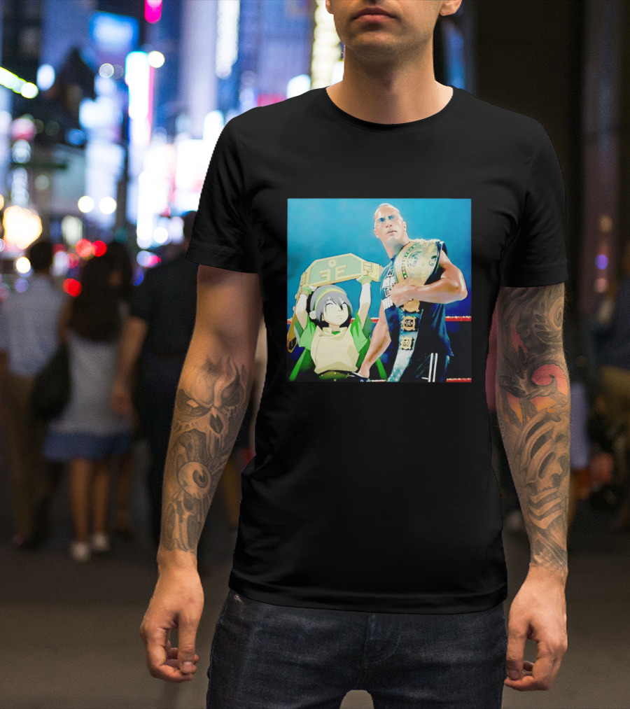 Dwayne The Rock Johnson Meets The Boulder Avatar Crossover Scene T-Shirt