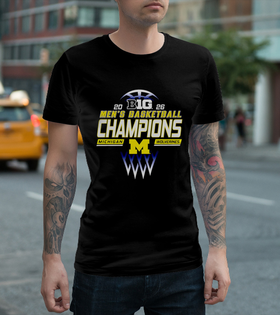Big Ten 2026 Michigan Wolverines Men's Basketball Champions T-Shirt