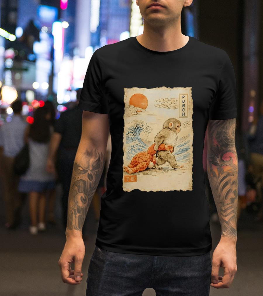 Punch Monkey Ukiyo E Wave Sun Kanji T-Shirt