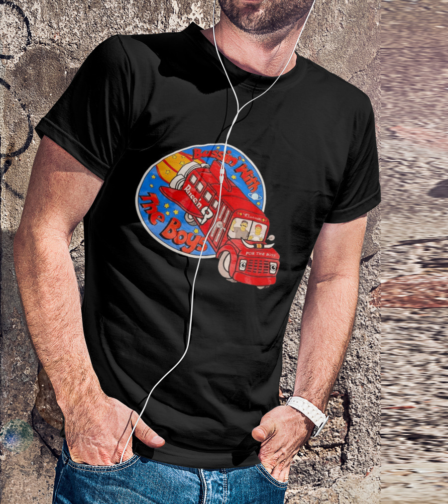 Bussin With The Boys Rocket Bus Adventure Retro Cartoon T-Shirt