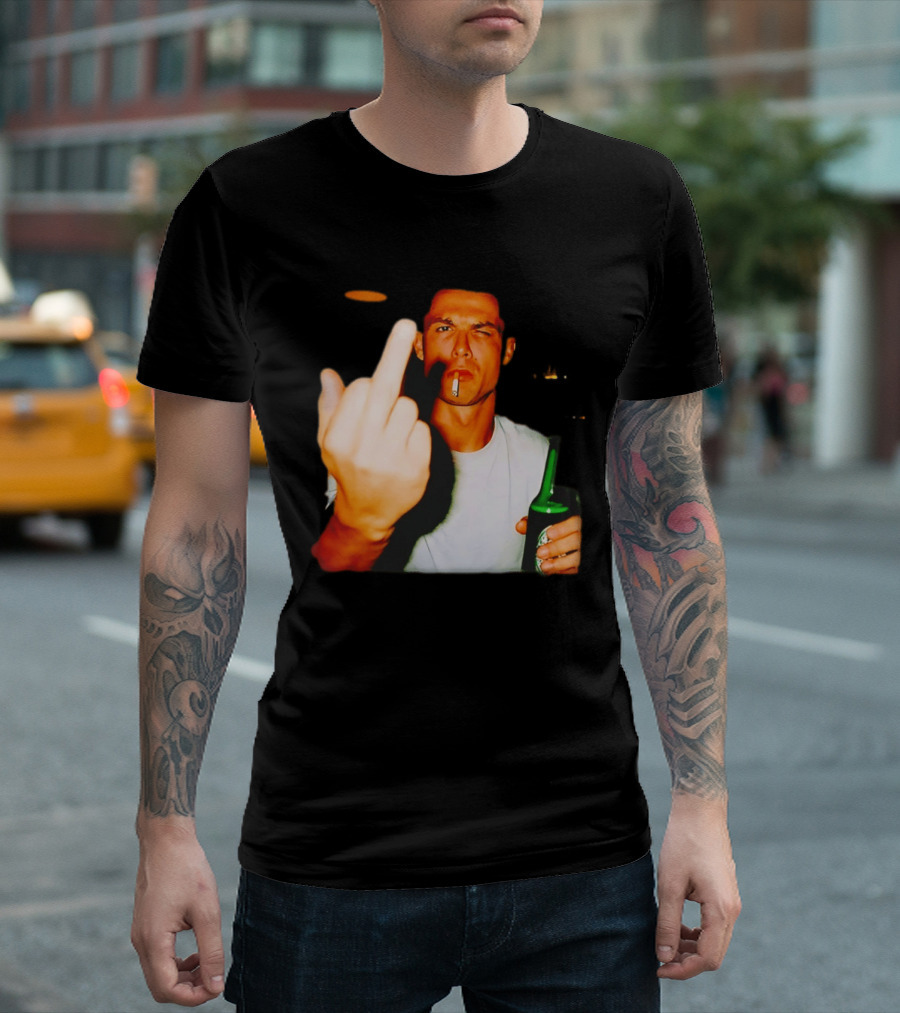 Cristiano Ronaldo Middle Finger Smoking Drinking After Hours T-Shirt