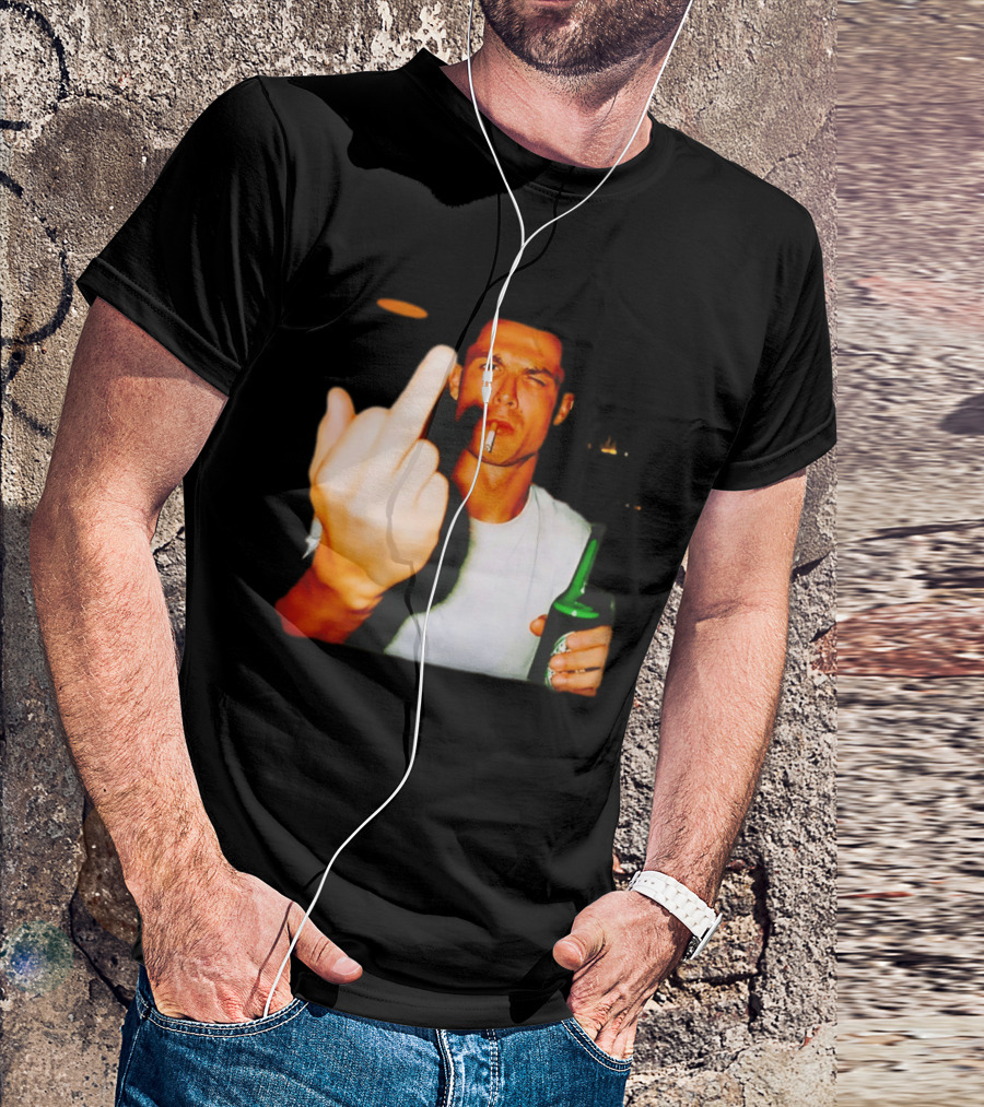 Cristiano Ronaldo Middle Finger Smoking Drinking After Hours T-Shirt