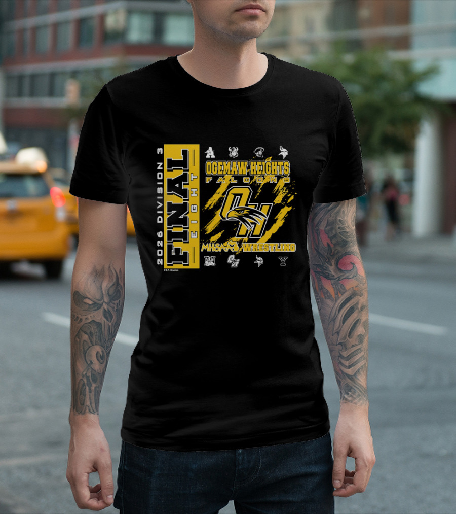 Ogemaw Heights Falcons 2026 Division 3 Final Eight MHSAA Wrestling T-Shirt