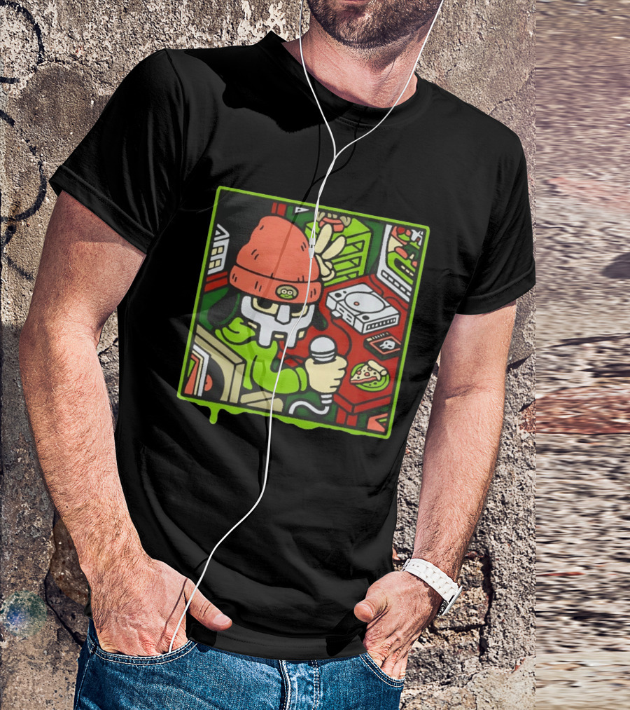 PaRappa The Rapper MF Doom Crossover Video Games Music Iconic Character Pizza Scene T-Shirt