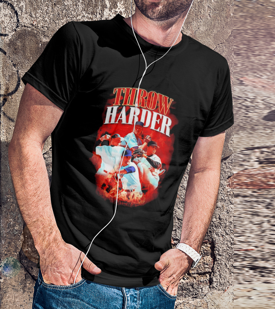 Throw Harder Baseball Players With Fire T-Shirt