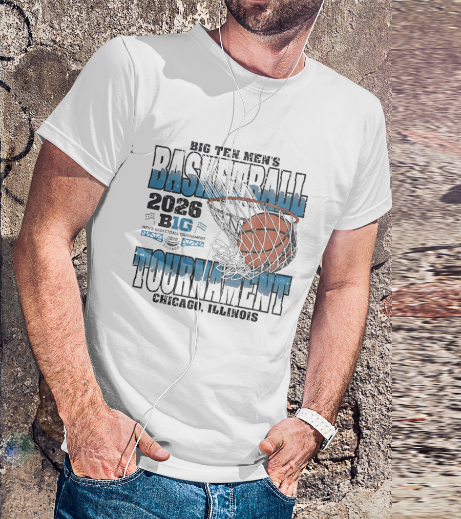 Big Ten Men's Basketball Tournament 2026 Chicago Illinois Basketball Net T-Shirt
