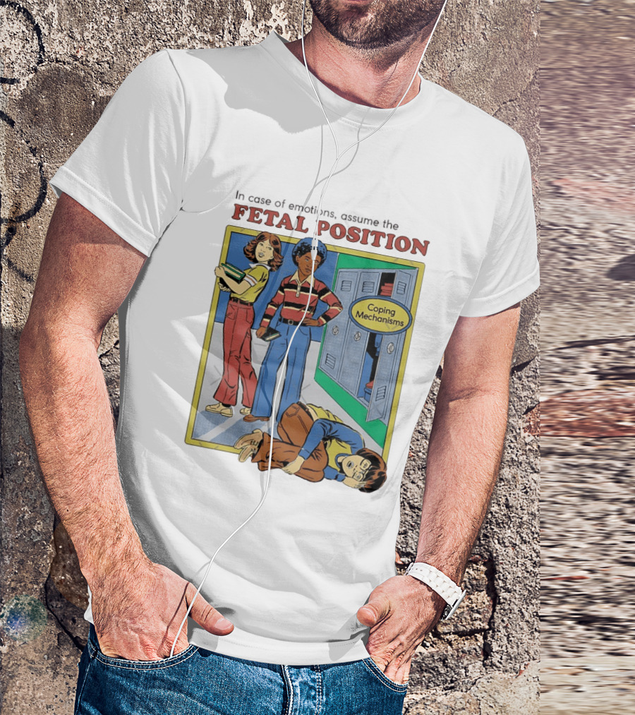 Coping Mechanisms Fetal Position Retro School Locker Scene T-Shirt