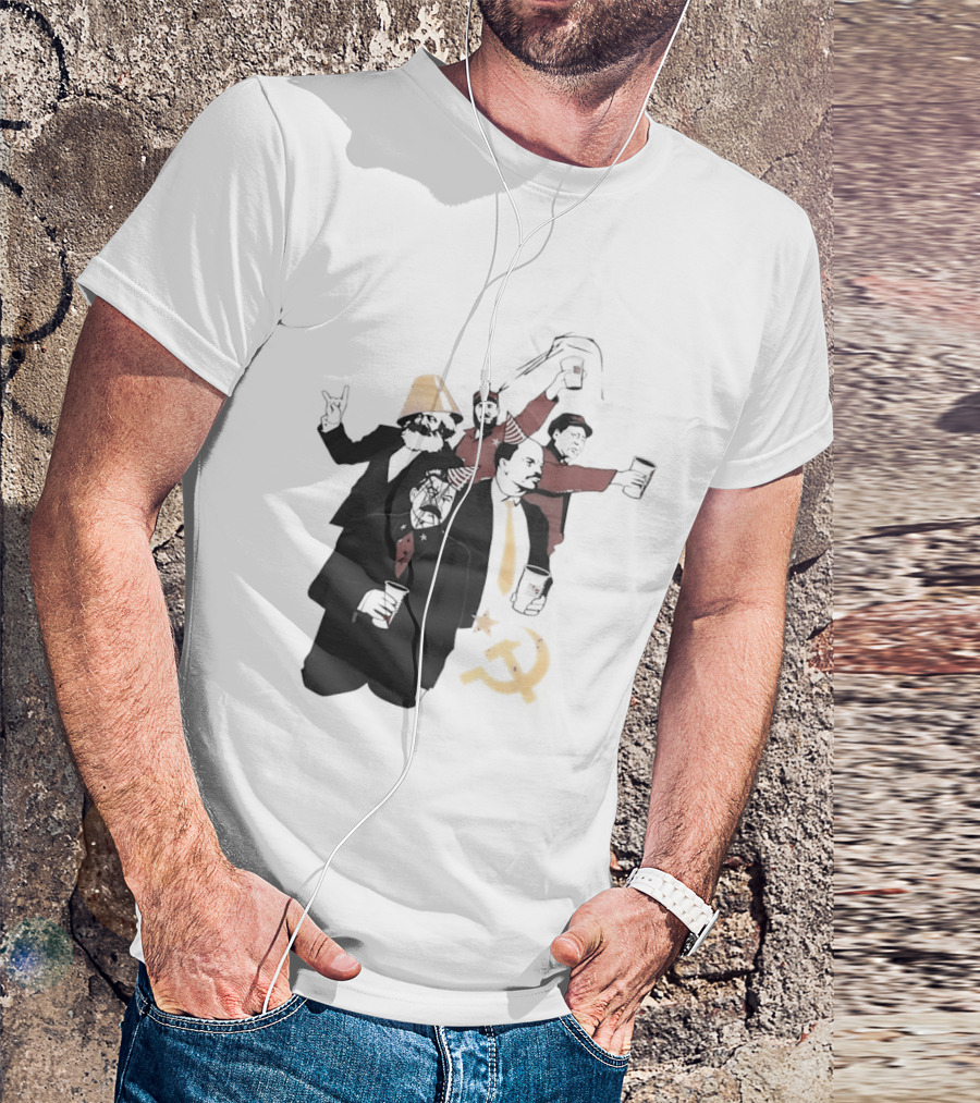 Drunk Karl Marx Vladimir Lenin Joseph Stalin Mao Zedong Fidel Castro Party Communist Humor Lamp Hat T-Shirt