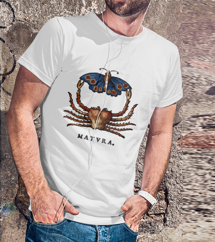 Matvra Crab And Butterfly Blue Wings T-Shirt
