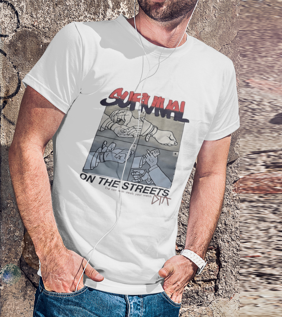 Survival On The Streets Con Man Steals Your Cartoon Panel Instructions T-Shirt