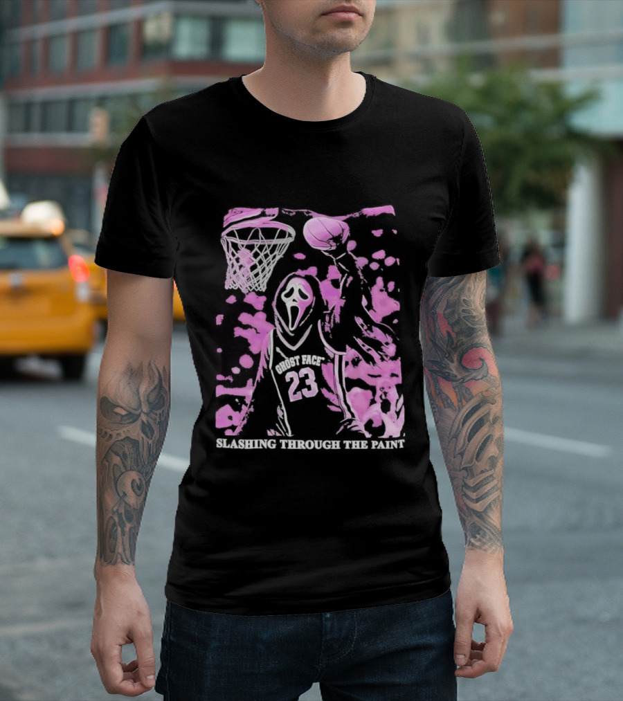 Scream Number 23 Basketball Paint Brush Drip T-Shirt