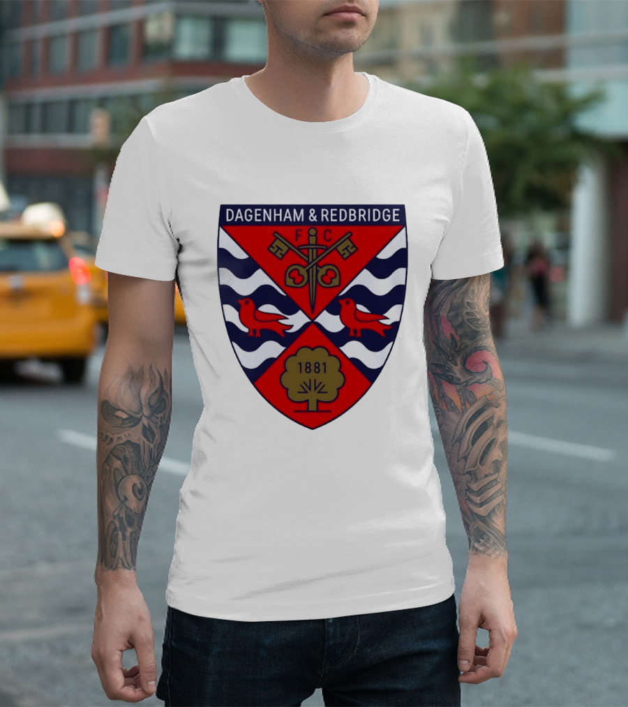 Dagenham Redbridge FC Crest 1881 Ravens Key Waves T-Shirt