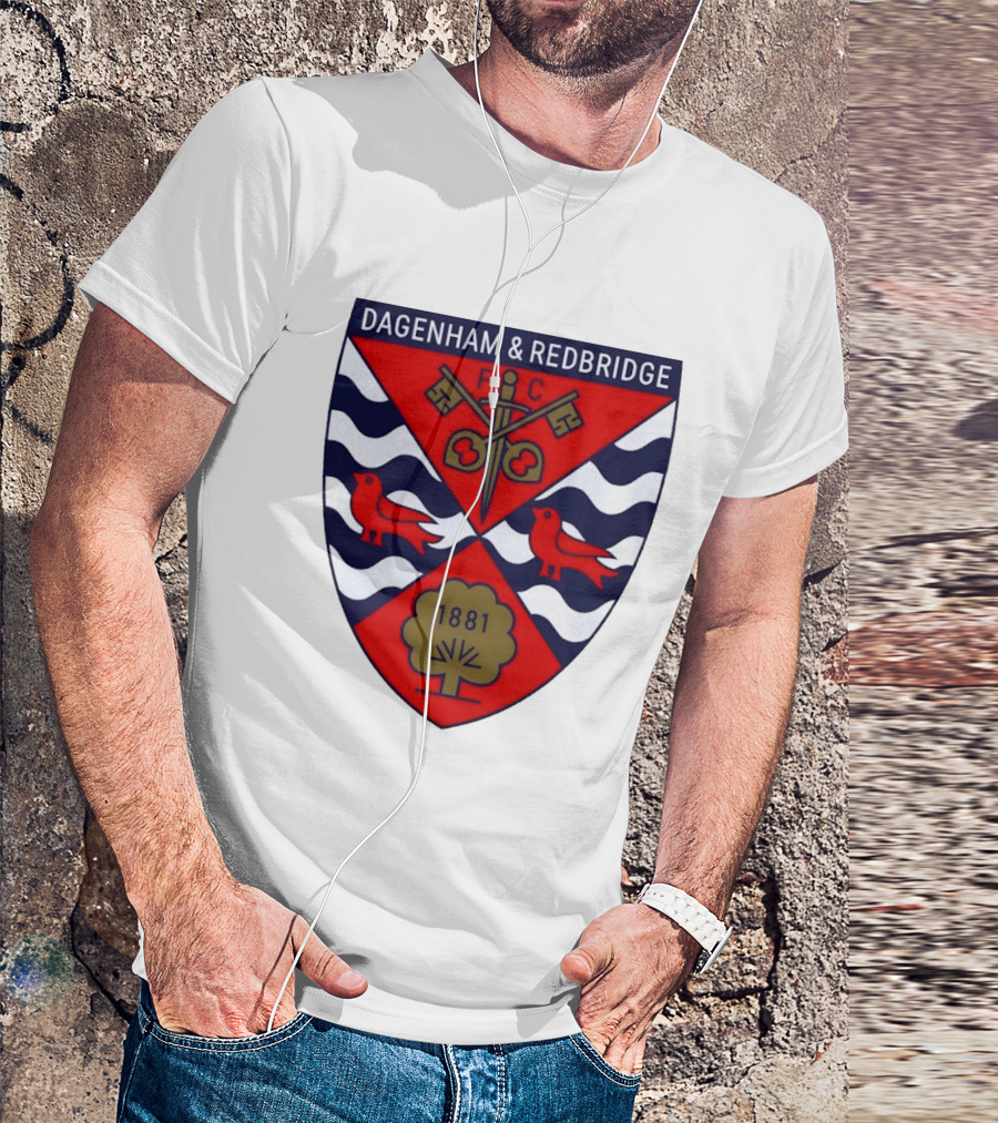 Dagenham Redbridge FC Crest 1881 Ravens Key Waves T-Shirt