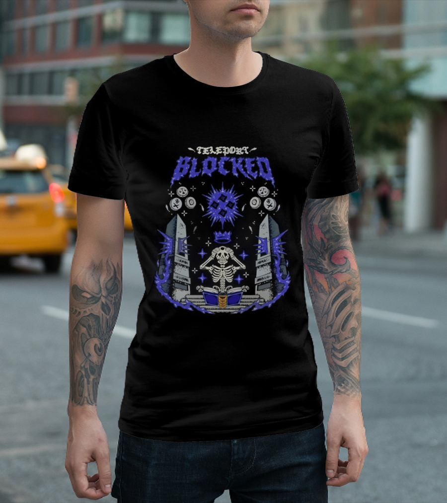 Skeleton Wearing Crown Teleport Blocked OSRS Magic Book Mystical Aura And Power T-Shirt
