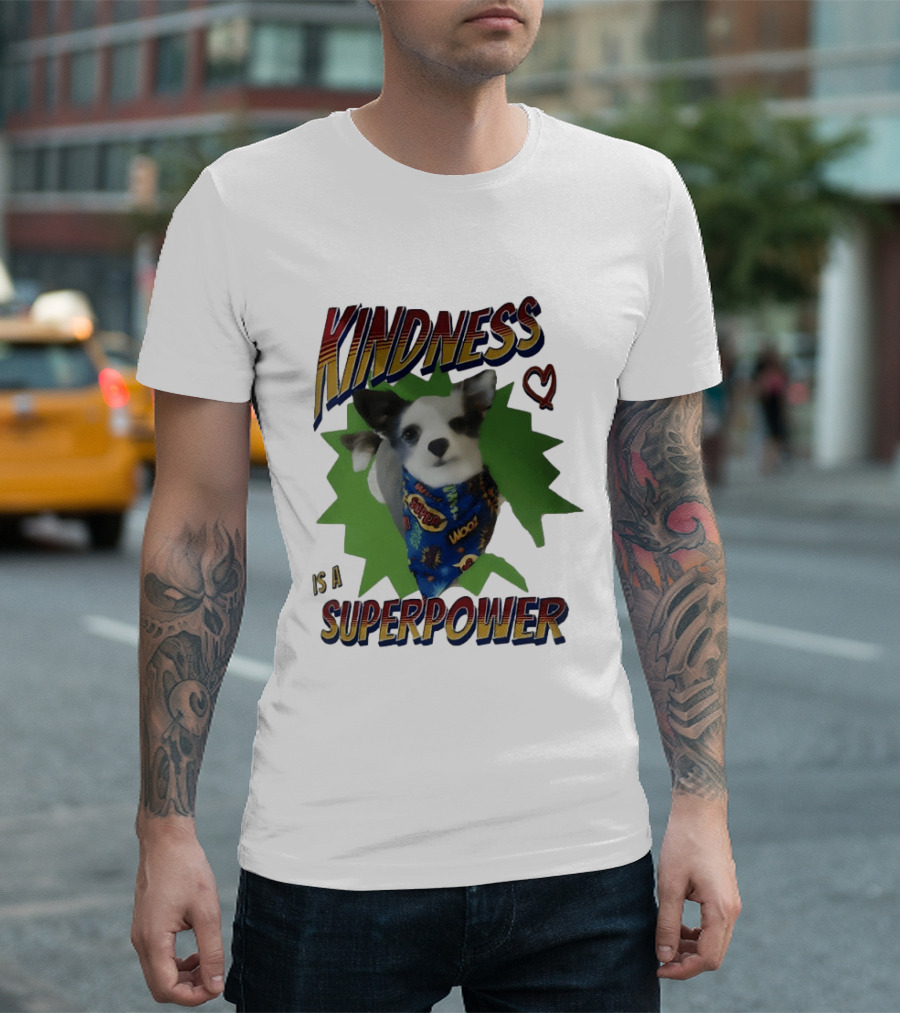 Kindness Is A Superpower Dog With Cape And Heart T-Shirt