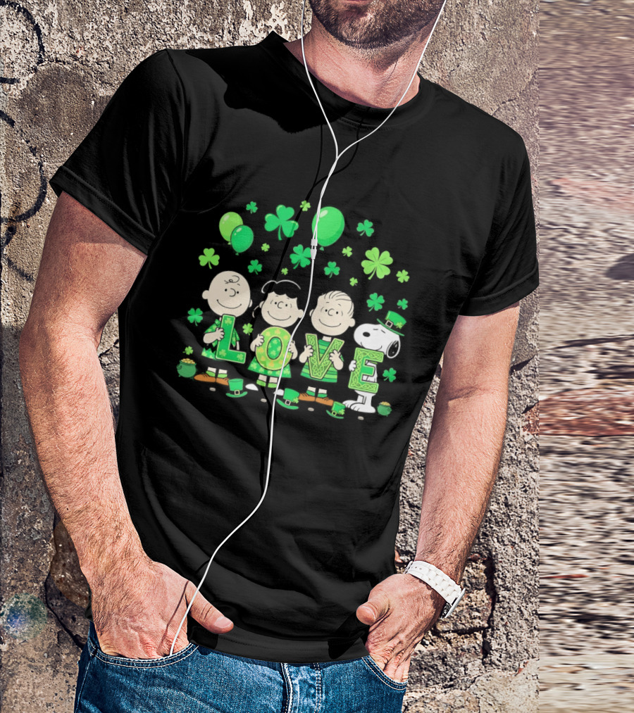 Snoopy Charlie Brown And Friends Love Shamrock St. Patrick's Day Celebration T-Shirt