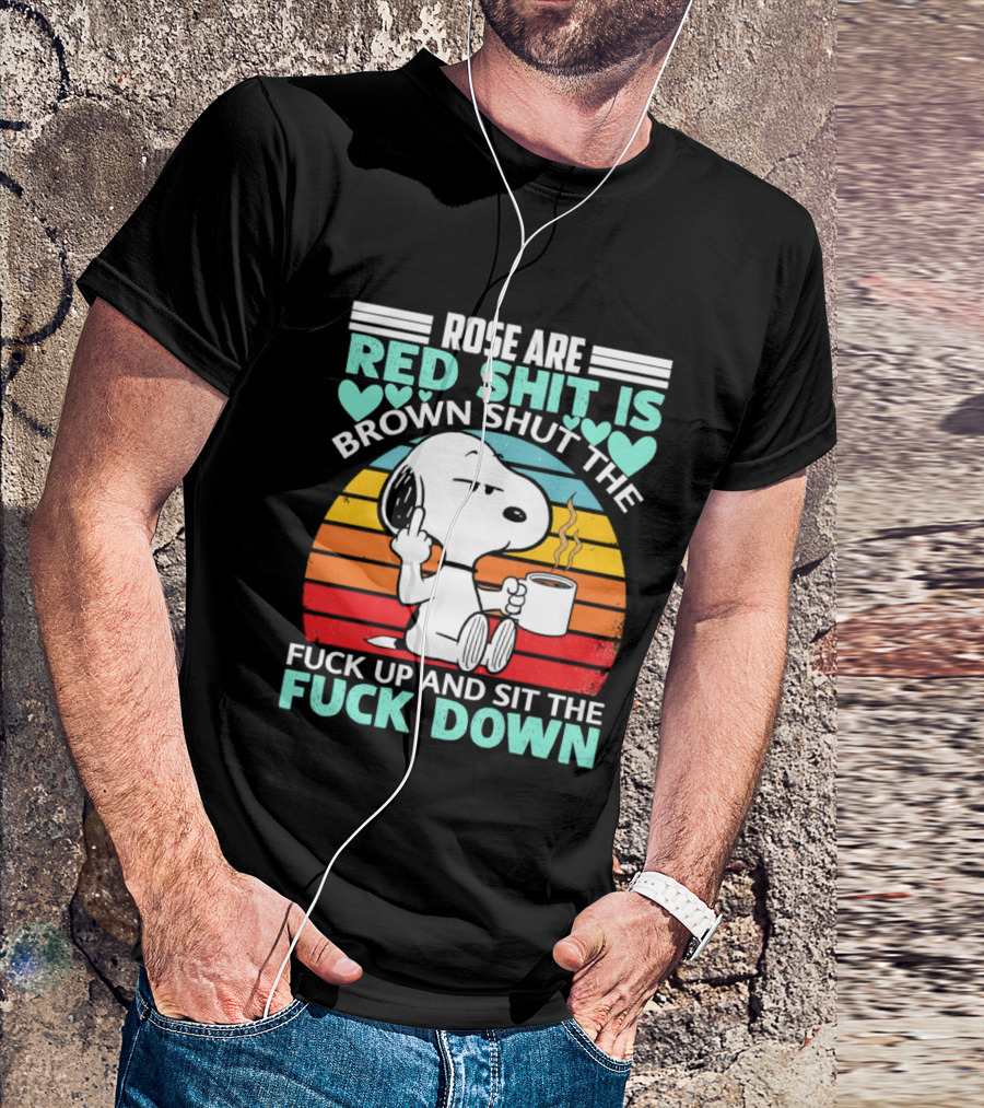 Snoopy Rose Are Red Sit Down T-Shirt