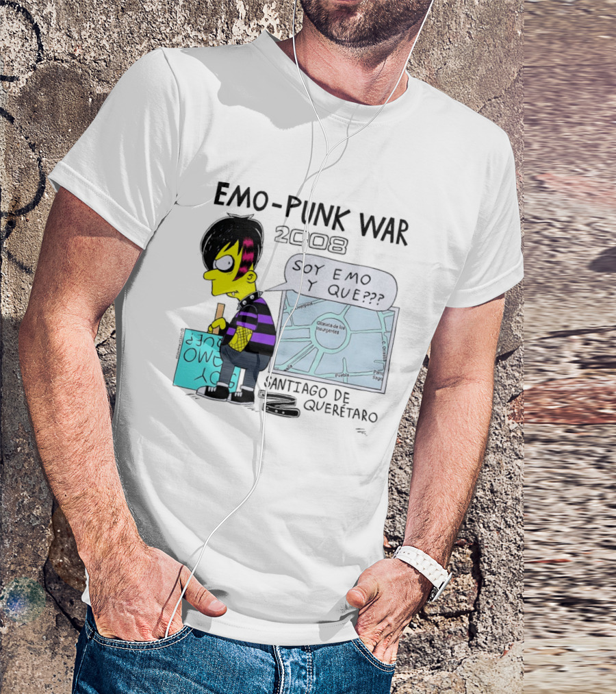 Emo Punk War 2008 Soy Emo Y Que Santiago De Queretaro Map Cartoon T-Shirt