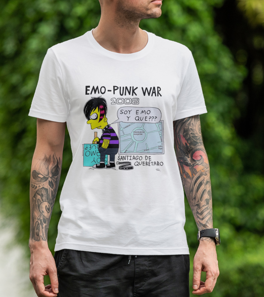 Emo Punk War 2008 Soy Emo Y Que Santiago De Queretaro Map Cartoon T-Shirt