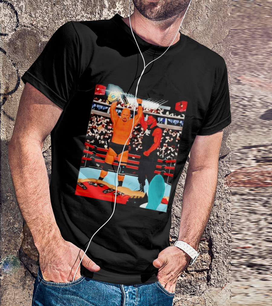 Stone Cold Steve Austin Championship Victory WWF Wrestling Arena Celebration T-Shirt