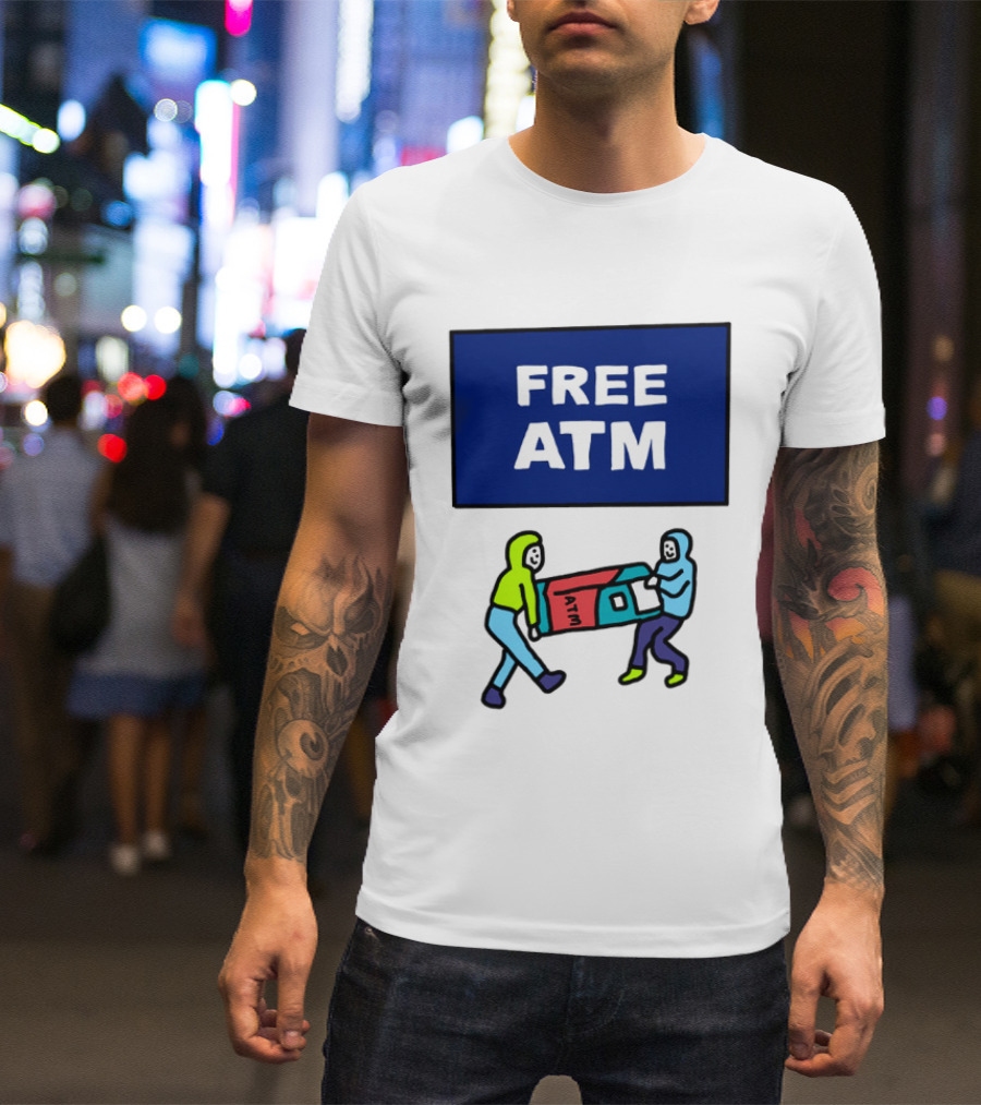 Free ATM Funny Cartoon Drawing T-Shirt