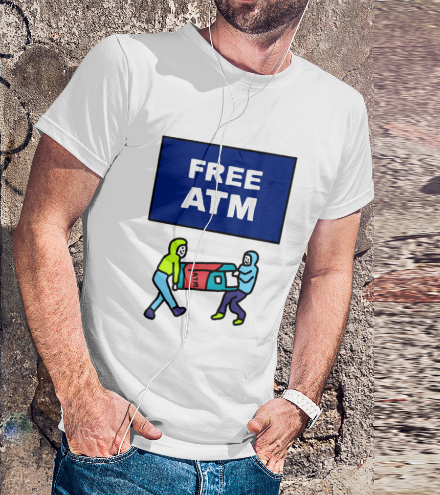 Free ATM Funny Cartoon Drawing T-Shirt