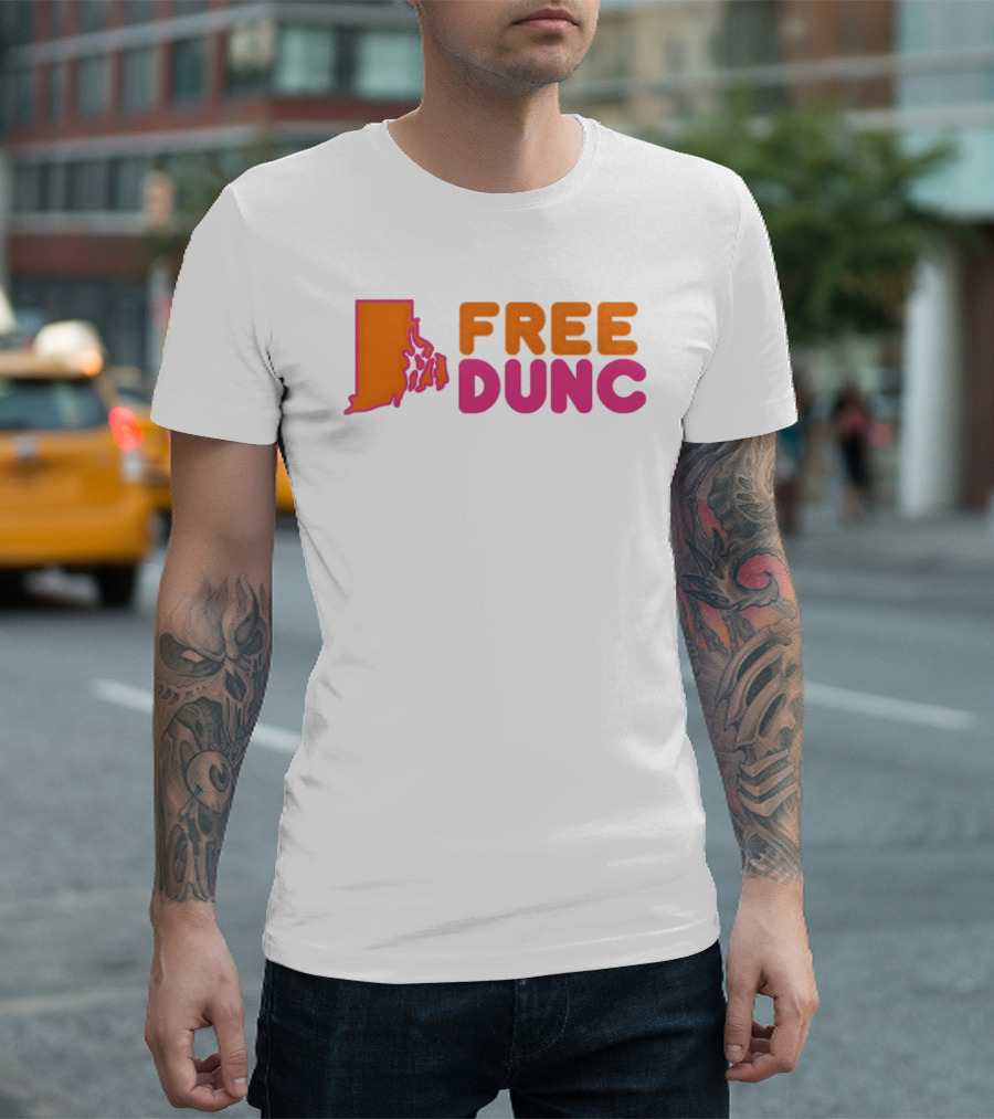 Rhode Island Outline Free Dunc Dunkin Donut T-Shirt