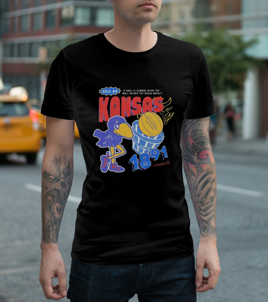 Rule #8 Kansas Jayhawks Basketball 1891 Big Jay T-Shirt