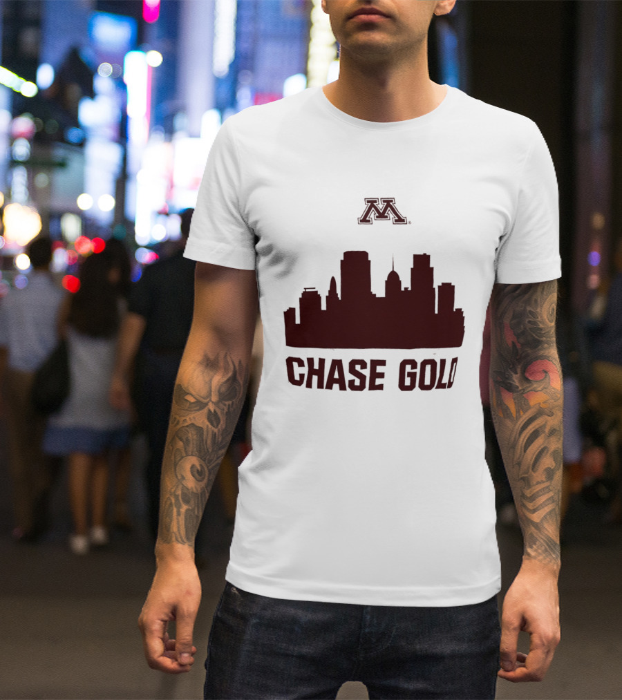 Minnesota Golden Gophers Chase Gold City Skyline T-Shirt