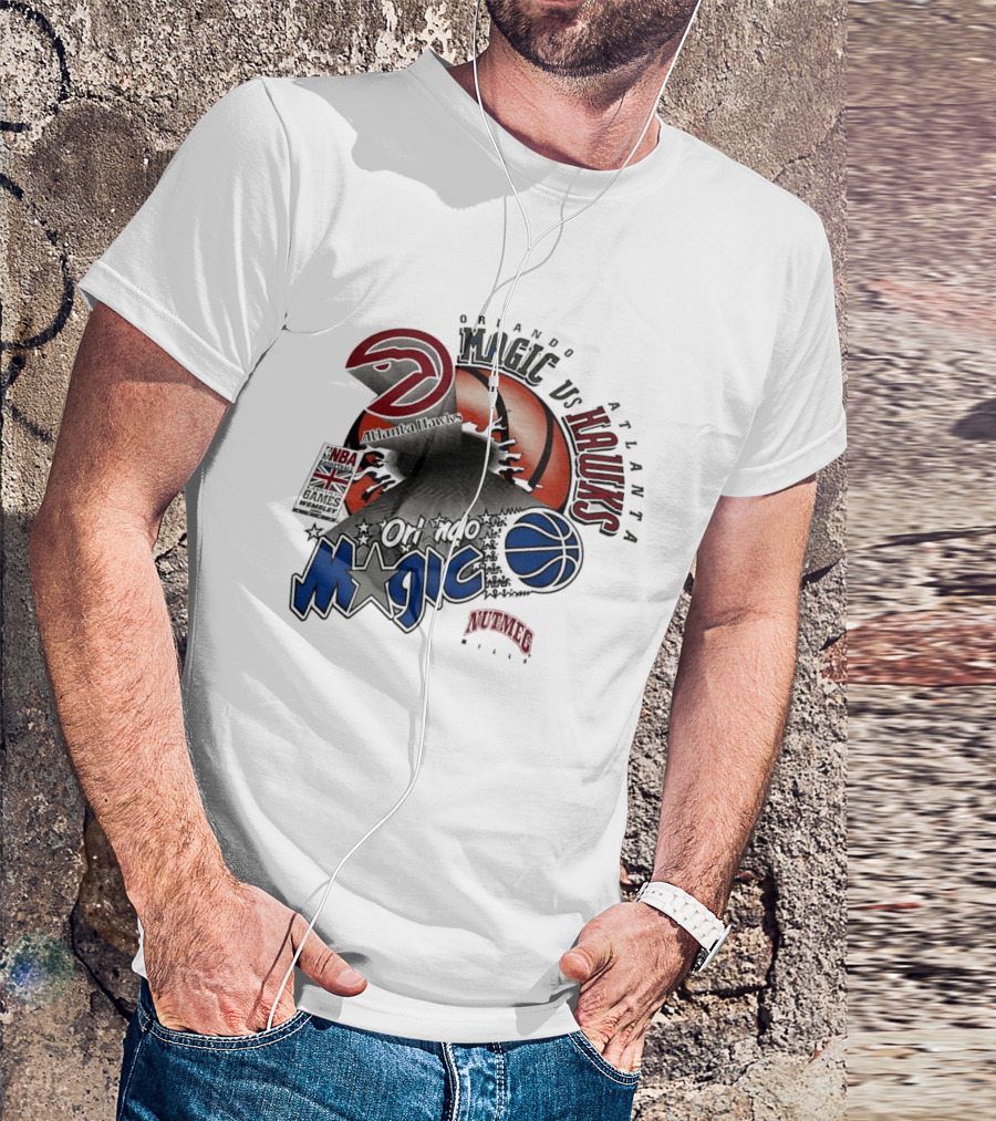Orlando Magic Vs Atlanta Hawks NBA London 1993 Basketball Event T-Shirt