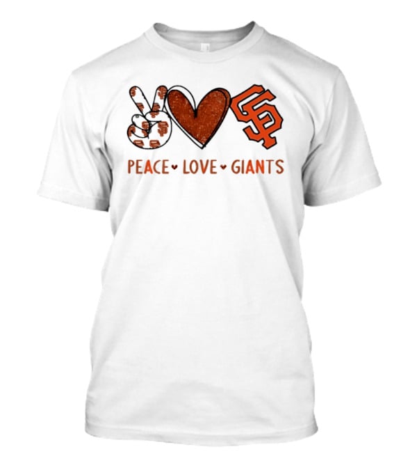 San Francisco Giants Peace Love SF Hand Sign Heart Shape T-Shirt