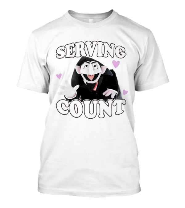 Serving Count Cartoon Vampire Hearts T-Shirt