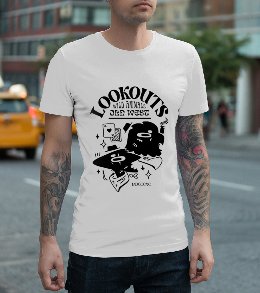 Lookouts Wild Animals Old West Card Game MDCCCXC T-Shirt