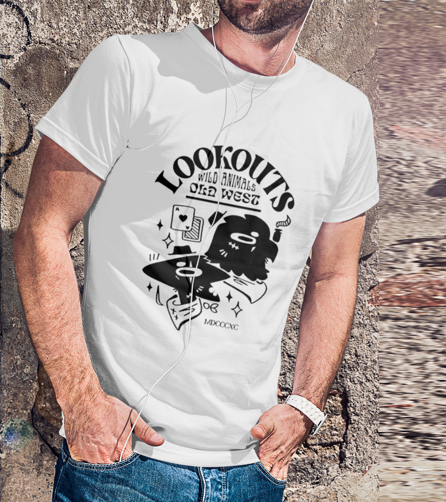 Lookouts Wild Animals Old West Card Game MDCCCXC T-Shirt