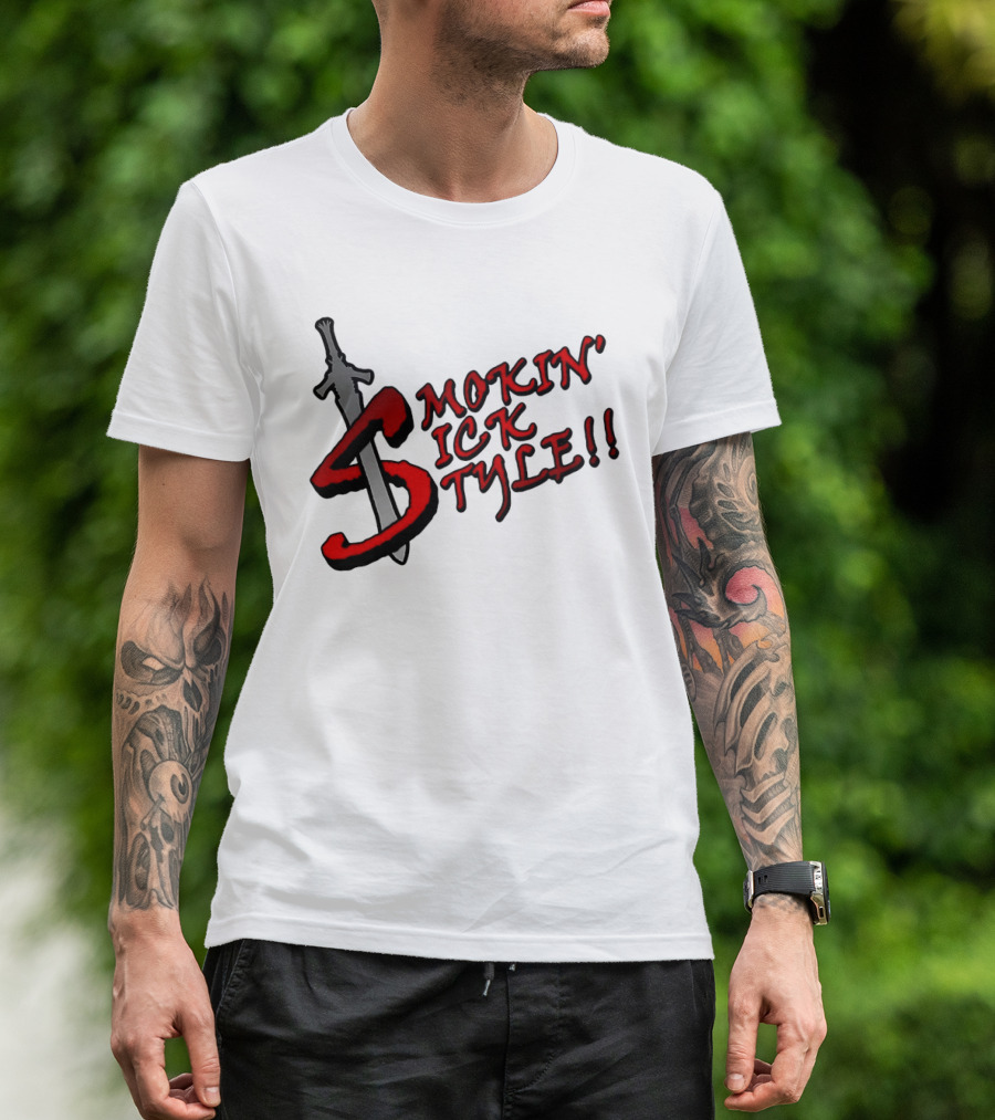 Smokin Sick Style Sword Motif T-Shirt