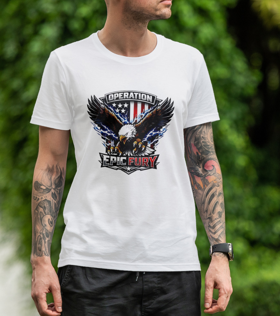 Operation Epic Fury Eagle American Flag Power T-Shirt