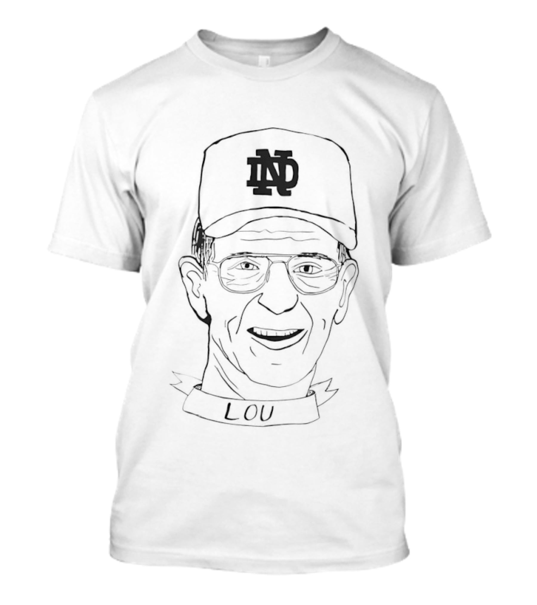 Lou Holtz Notre Dame ND Cap Drawing T-Shirt