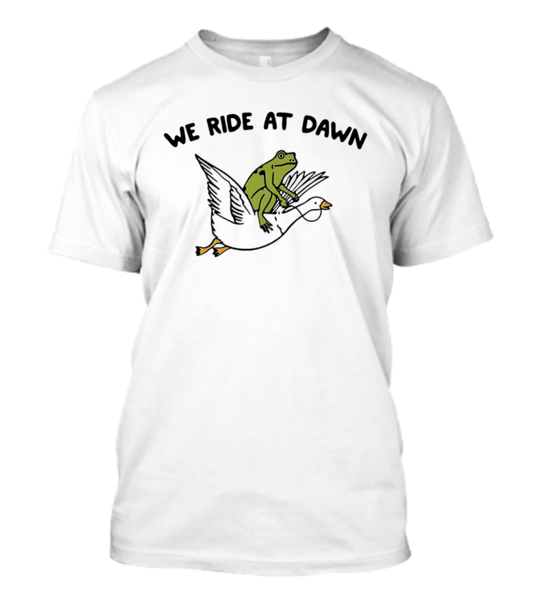 We Ride At Dawn Frog Riding Goose T-Shirt