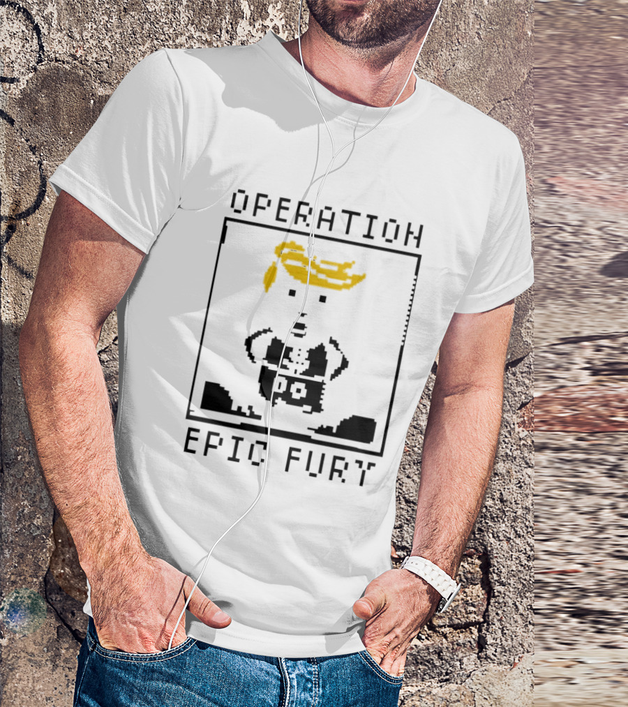 Operation Epic Fury Trump Cartoon Blocky Style Yellow Hair T-Shirt