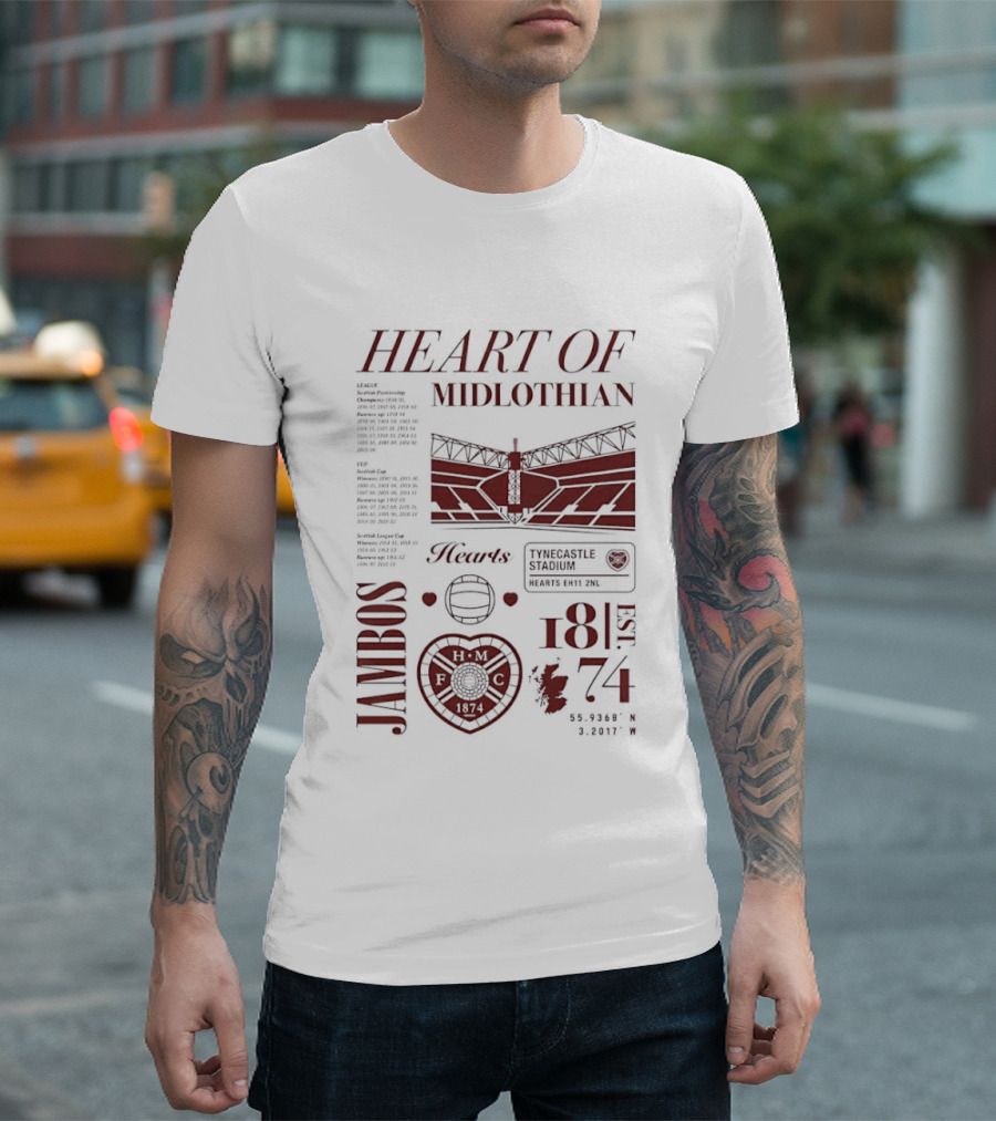 Heart Of Midlothian Jambos Est 1874 Scottish Football Club T-Shirt